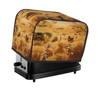 The wheat harvest toaster cover is suitable for 2 small toaster covers with wide slots and comes with a storage pocket to meet diverse baking needs.