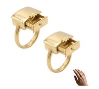 The Whimsical Secret Drawer Ring, Miniature Drawer Ring with Hidden Flower, Adjustable Vintage Matte Gold R-ing, Fun Romantic Jewelry Gift for Women (2PC)