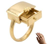 The Whimsical Secret Drawer Ring, Miniature Drawer Ring with Hidden Flower, Vintage Matte Mini Hidden Treasure Rings, Interactive Sliding Design, Fun Romantic Jewelry Gift for Women (#1pc)