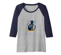 The Whisker Whisperer Cat Lover Design with Paw Raglan Baseball Tee, Women, Navy/Athletic Heather, L