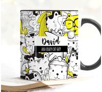The Whistling Wren Crazy CAT Guy Personalised Name CAT Mug, Personalised Mug, CAT Lover Gift for Him, CAT Gift for Him, Mug & Coaster CAT DAD Gift