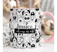 The Whistling Wren Crazy Dog Lady Personalised Name Dog Mug, Personalised Mug, Dog MOM Lover Gift for Her, Dog Lover Gift for Her, Mug & Coaster Set