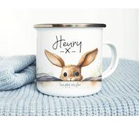 The Whistling Wren Unbreakable Personalised Easter Mug, Watercolour Rabbit Mug, Bunny Gift, Kids Gift, Easter Bunny Childrens Cup