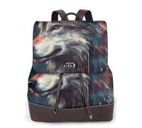 The white and red Wolf Ladies Travel Fashion Back Pack,Casual backpack,Print Women's leather backpack for Work