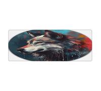 The White And Red Wolf Mouse Pad In Big Extended Non-Slip Rubber Base Mousepad With Stitched Edges Gaming Pc Desktop Large Mouse Pad 11.8x31.5