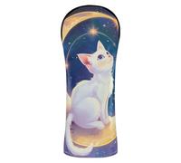 The White Cat on The Moon Head Covers for Golf Clubs Headcover with Interchangeable No. Tags Designed to Fit All Woods and Drivers 1pcs