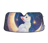 The White Cat on The Moon Sun Cover for car Folding Reflective Sun Shade Sun Blocker for car para sol para Ventana de casa