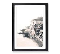 The White Cliffs of Dover in Sepia in Abstract Framed Print | A2 Black Framed Wall Art | Ready to Hang | Abstract Landscape Picture | Living Room Bedroom Lounge Office