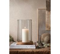 The White Company Glass and Mango-wood Large Hurricane Candle Holder 28.5cm 1 Size