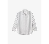 The White Company Womens Bluestripe Stripe Print Relaxed-fit Cotton-poplin Shirt S