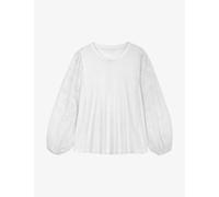 The White Company Womens Broderie-sleeve Regular-fit Organic-cotton Top 14