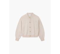 The White Company Womens Camel Marl Dropped-shoulder Boxy-fit Wool Cardigan M