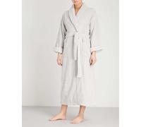 The White Company Womens Pearl Grey Cotton-towelling Dressing Gown L