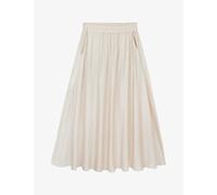 The White Company Womens Sand Pleated Mid-rise Satin Midi Skirt 14