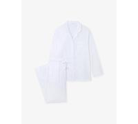 The White Company Womens The White Company Striped Regular-Fit Cotton-Sateen Pyjama Set White M