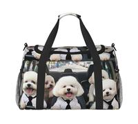 The White Dog Stuck Out His Tongue Waterproof Weekender Bags Duffel Bag Large Carry On Hand Luggage Bags Foldable Tote Bag for Travel Sports Gym Dance