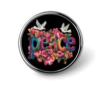 The White Doves And Peace Round Metal Brooches 1 Inch Memorial Badges Exquisite Decorations Pins for Clothing