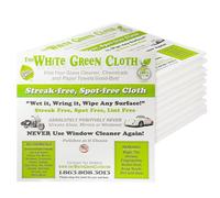 The White Green Cloth 10-Pack Reusable Cleaning Cloths for Streak-Free Windows, Mirrors & All-Purpose Cleaning - Chemical-Free, Absorbent, Non-Abrasive, 16" x 16" White Cleaning Rags, Made in The USA