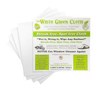 The White Green Cloth 4-Pack Reusable Cleaning Cloths for Streak-Free Windows, Mirrors & All-Purpose Use - Chemical-Free, Absorbent, Non-Abrasive, 16" x 16" White Cleaning Rags, Made in The USA