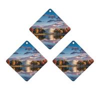 The White House on The Lake Car Air Freshener, 3 Pcs Rhombus Hanging Air Freshener Cards, Long Lasting Fragrance Scented Cards for Car, Home, Office Black-style