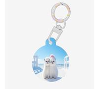 The White Little Dog in The Snow Dog Tags Round Pet Tag,Acrylic Pet ID Tags Durable and Stylish,Perfect for Small to Large Pets