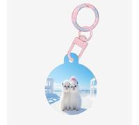 The White Little Dog in The Snow Dog Tags Round Pet Tag,Acrylic Pet ID Tags Durable and Stylish,Perfect for Small to Large Pets