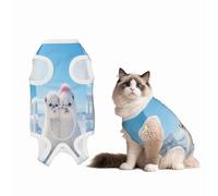 The White Little Dog in The Snow Recovery Suit for Dogs Cats After Surgery, Soft Cotton Post-Surgery Suit for Male and Female Pet