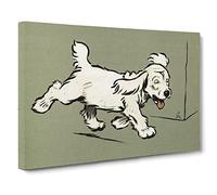 The White Puppy By Cecil Aldin Canvas Print | Gallery Wrapped 30mm Frame Wall Art | 24x16 inches | Ready to Hang | Retro Animals Picture | Living Room Bedroom Lounge Office