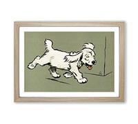 The White Puppy by Cecil Aldin Framed Print | A2 Oak Framed Wall Art | Ready to Hang | Modern Animal Picture | Living Room Bedroom Lounge Office