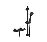 The White Space Yes Bar Shower Mixer with Slide Rail Kit - Matt Black Finish: Matt Black