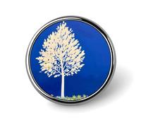 The White Tree Round Badge Cute Enamel Lapel Pin Brooches Button Pin Personalized Clothing Decoration Unisex Badge Holder Hats Bags Shirts Decor