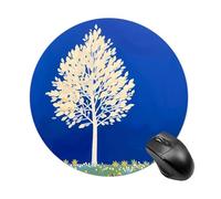 The White Tree Round Mouse Pad Smooth Glide Gaming Mousepad Extra Density Portable Comfortable Mouse Mat for Desk, Home, Office 7.8x7.8 Inches