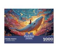 The White Whale Has A Girl Sitting 1000 Pieces Extra-thick Cardboard Jigsaw Puzzle Flying Whale Impossible Hard Difficult Family Game Jigsaw Gifts for Family, Friends 38x26cm/1000pcs