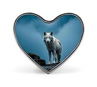 The White Wolf on The Rock Buttons Pin Memorial Boutonniere for Wedding Groom Bride, Customize Lapel Heart Pin for Christmas, Men Women Costume Decorative Fashionable Brooches