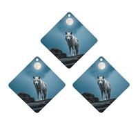The White Wolf on The Rock Car Air Freshener, 3 Pcs Rhombus Hanging Air Freshener Cards, Long Lasting Fragrance Scented Cards for Car, Home, Office Gray-style
