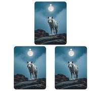 The White Wolf on The Rock Car Air Freshener, 3 Pcs Square Hanging Air Freshener Cards, Long Lasting Fragrance Scented Cards for Car, Home, Office Gray-style