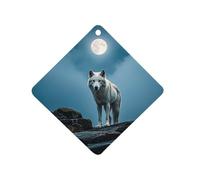 The White Wolf on The Rock Car Air Freshener Hanging, Long Lasting Scented Car Aromatherapy Tablets, Rhombus Fragrance Scented Cards for Vehicles, Bedroom, Wardrobe Gray-style