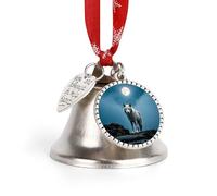 The White Wolf on The Rock Christmas Bells Ornaments, Hanging Iron Jingles Decoration - Elegant Jingle Bell Ornament for Tree, Home, Festive Decor