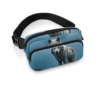 The White Wolf on The Rock Fanny Pack with Multiple Pockets, Personalized Waist Bag with Zipper, Multifunctional Bum Bags for Travel, Belt Bag with Adjustable Strap, Crossbody Bags