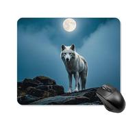 The White Wolf on The Rock Mouse Pad Square Mice Mat Waterproof Computer Mousepad with Non-Slip Rubber Base Wireless Mice Pad for Laptop Office Home Personalized Gaming Mousepad 25 * 30cm