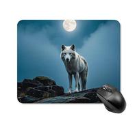 The White Wolf on The Rock Mouse Pad Square Mice Mat Waterproof Computer Mousepad with Non-Slip Rubber Base Wireless Mice Pad for Laptop Office Home Personalized Gaming Mousepad 20 * 25cm