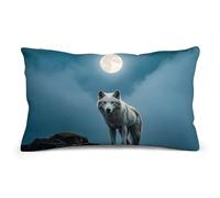 The White Wolf on The Rock Pillow Cover Double-Sided Soft Pillowcase 8"x12", Decorative Throw Pillow Case for Sofa Bed Car Outdoor