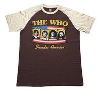 The Who Men's Invades America Raglan T-Shirt in Camel | Size: Large The Who Camel L