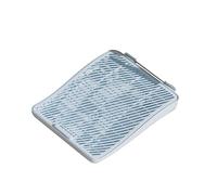 The wide grid design of the trash trap mat minimizes dirt. Non-skid trash can accessory