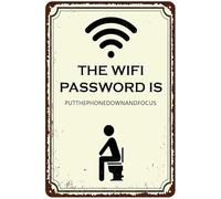 The Wifi Password Is Put The Phone Down And Focus Bathroom Toilet Aluminum Tin Sign Metal Wall Art Decorations Iron Painting for Home Decor Room Door Accessories Poster Housewarming Gifts 5.5"x8"