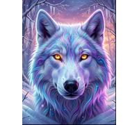 The Wild Collection: White Wolf Aesthetic Notebook: 120-Page Lined Composition Journal with Inspiring Quotes, Large 8.25 x 11, Psychedelic Winter Guardian Edition