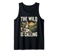The Wild is Calling Husky Wolf Mountain Wilderness Tank Top