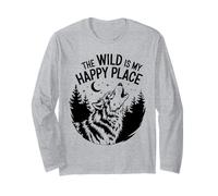 The Wild Is My Happy Place Wolf Long Sleeve T-Shirt