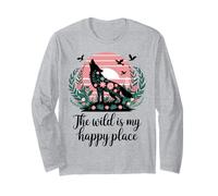 The Wild Is My Happy Place Wolf Long Sleeve T-Shirt