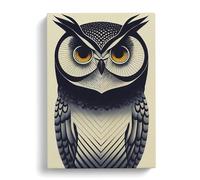 The Wild Owl Brown, Red, Grey Canvas Print for Living Room Bedroom Home Office Décor, Wall Art Picture Ready to Hang, 30x20 Inch (76x50 cm)